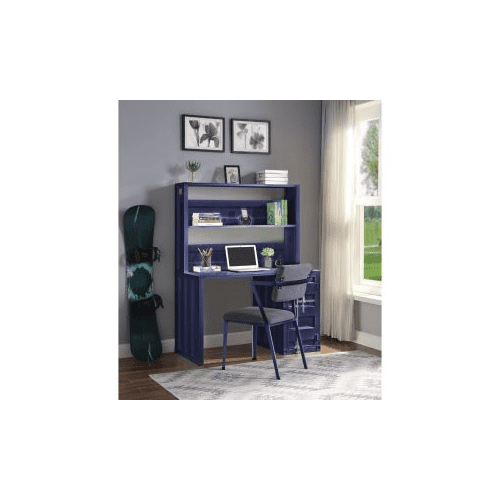 Industrial Blue 47" Cargo Desk with Hutch and Power Outlet