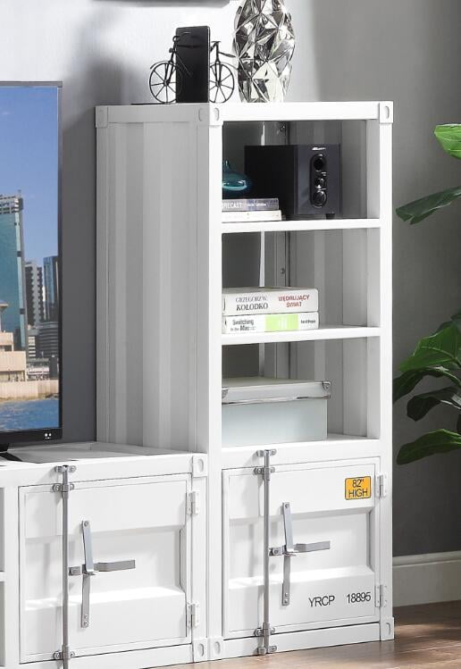 Konto Industrial White Metal Left Side Entertainment Pier