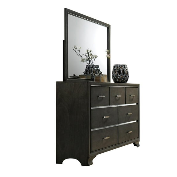 ACME Carine 7 Drawer Wooden Dresser in Gray