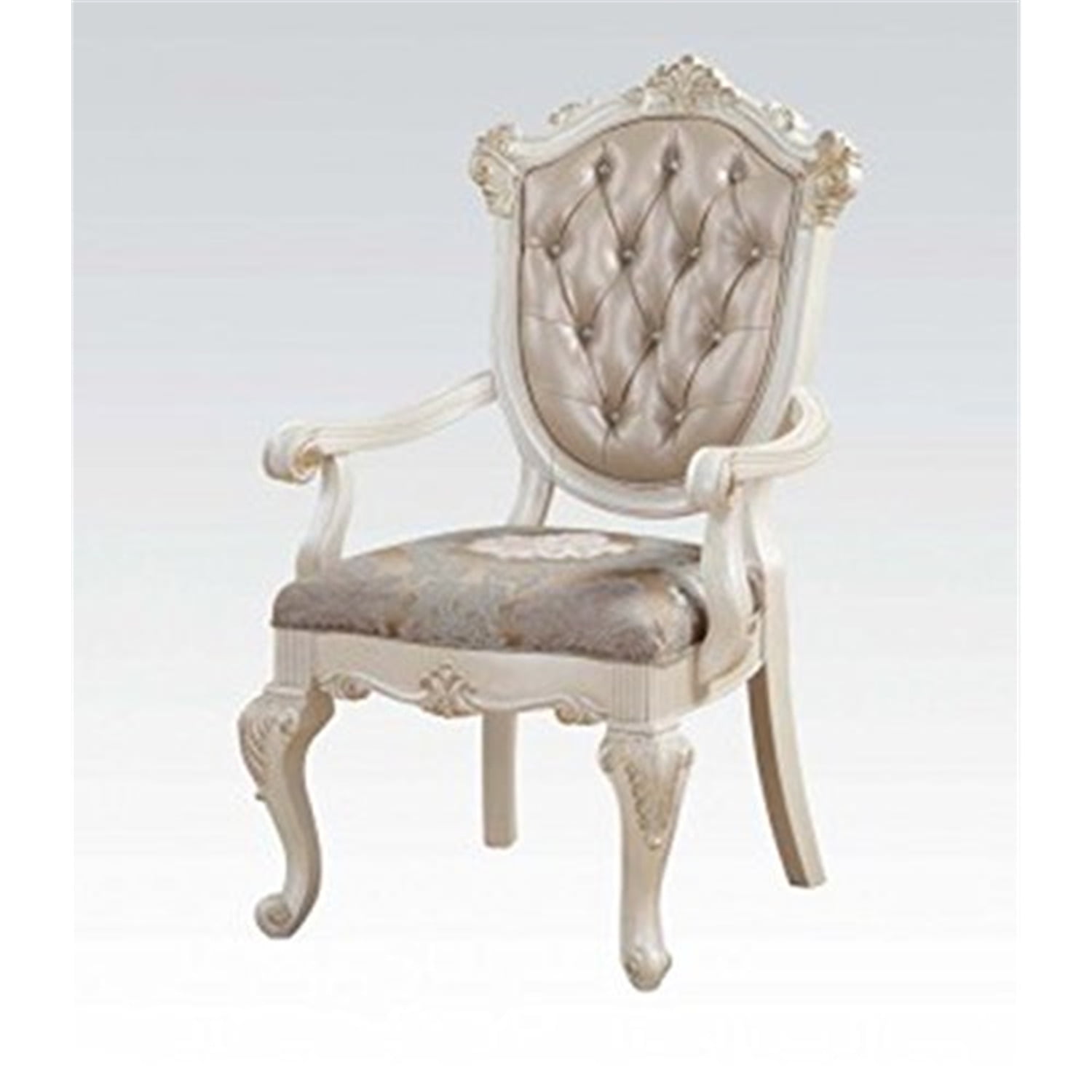 Rose Gold and Pearl White Floral Upholstered Arm Chair Set
