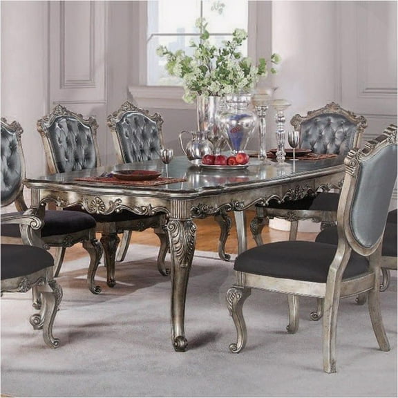 ACME Chantelle Dining Table, Antique Platinum