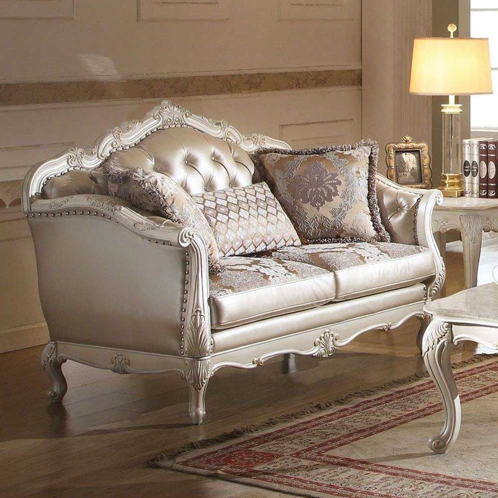 Chantelle 63'' Rose Gold Faux Leather Loveseat with Pillows