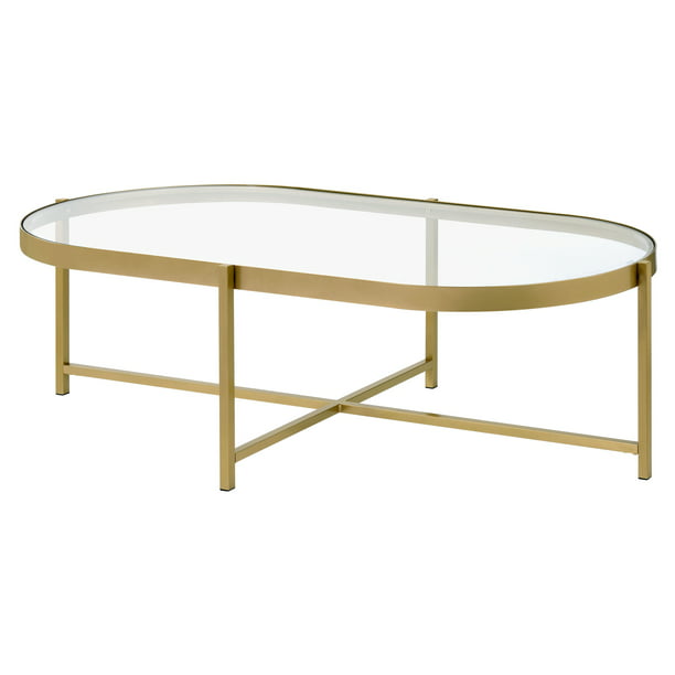 ACME Charrot Oval Coffee Table in Clear and Gold - Walmart.com