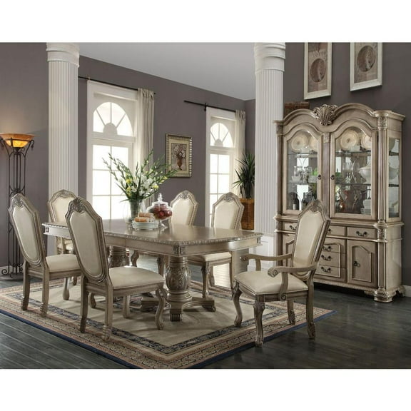 ACME Chateau de Ville 66" Rectangle Double Pedestal Dining Table, White