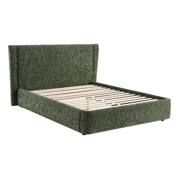 ACME Cheryl Queen Bed in Dark Green Chenille
