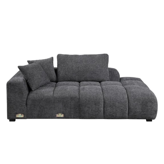 ACME Chloris Linen Fabric Upholstered Sectional Sofa with Pillows in Gray