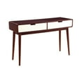 thumbnail image 1 of ACME Christa Rectangular 2-Drawer Wooden Console Table in Walnut and White, 1 of 5