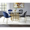 thumbnail image 1 of ACME Chuchip Velvet Upholstered Side Chair in Blue and Gold, 1 of 2