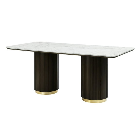 Acme Furniture Clayten Dining Table w/Marble Top in Engineering Marble Top & Espreeso Finish