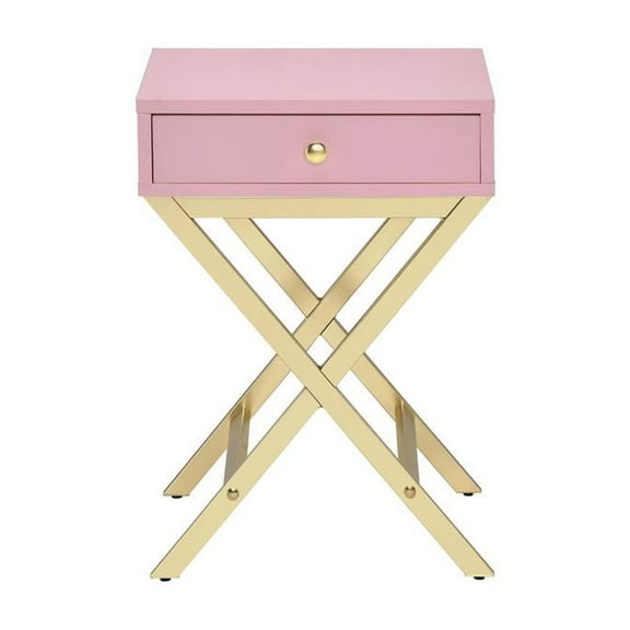 Acme Furniture Coleen Side Table, Pink & Gold