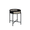 thumbnail image 1 of ACME Colson Tray Top Round Wooden End Table with Rattan Insert in Black, 1 of 4
