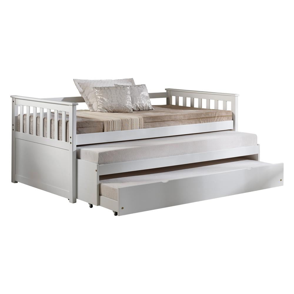 White Twin Wood Mission Daybed Frame with Trundle