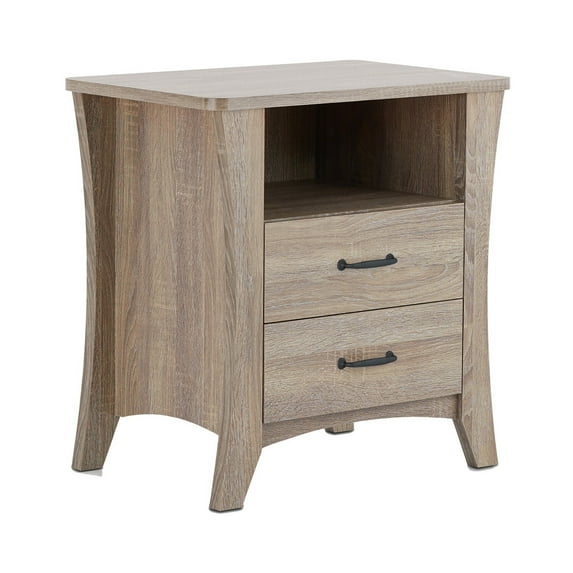 ACME Contemporary Style 2 Drawers Wood Nightstand By Colt, Brown