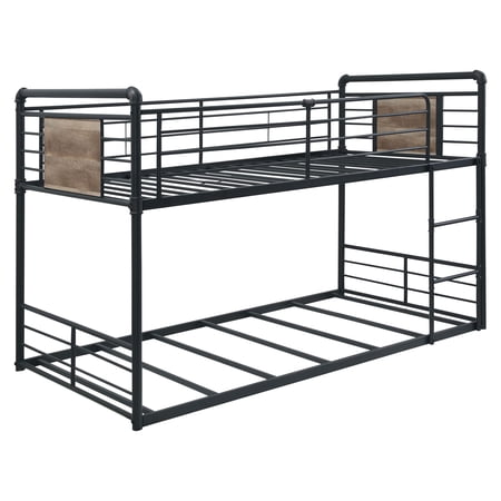 ACME Cordelia Twin over Twin Bunk Bed in Antique Oak and Sandy Black