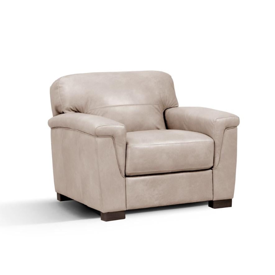 Cornelia 43" Beige Leather Mid-Century Modern Accent Chair