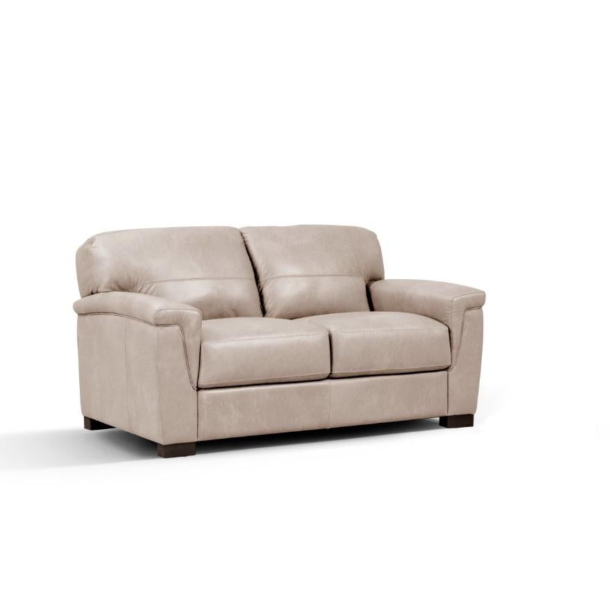 Cornelia 67" Beige Leather Loveseat with Wood Frame