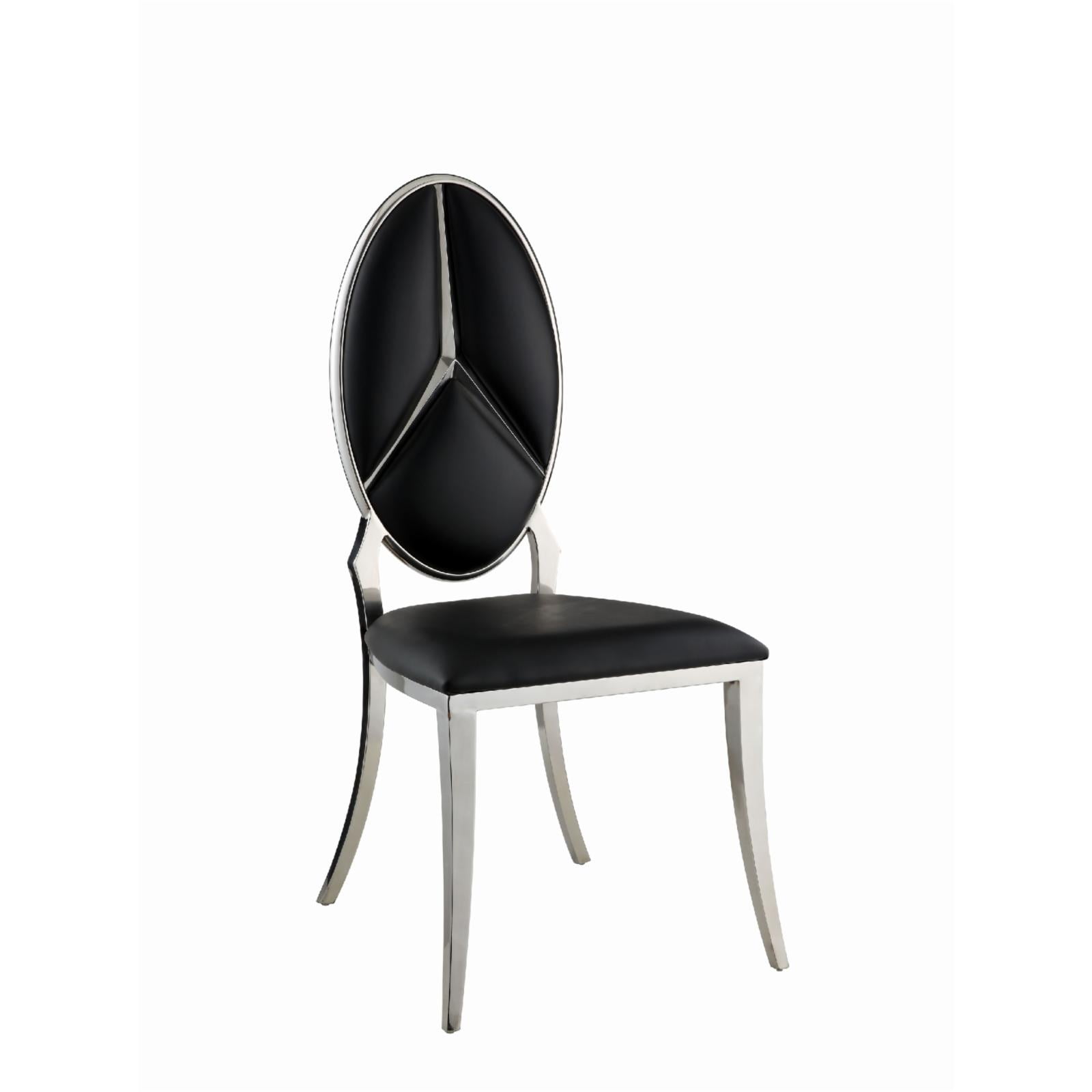 Black Faux Leather Upholstered Side Chair with Metal Frame
