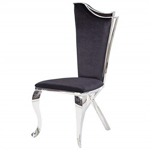 ACME Cyrene Side Chair (Set of 2) in Fabric and Stainless Steel