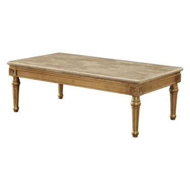 ACME Daesha Rectangular Marble Top Coffee Table in Antique Gold