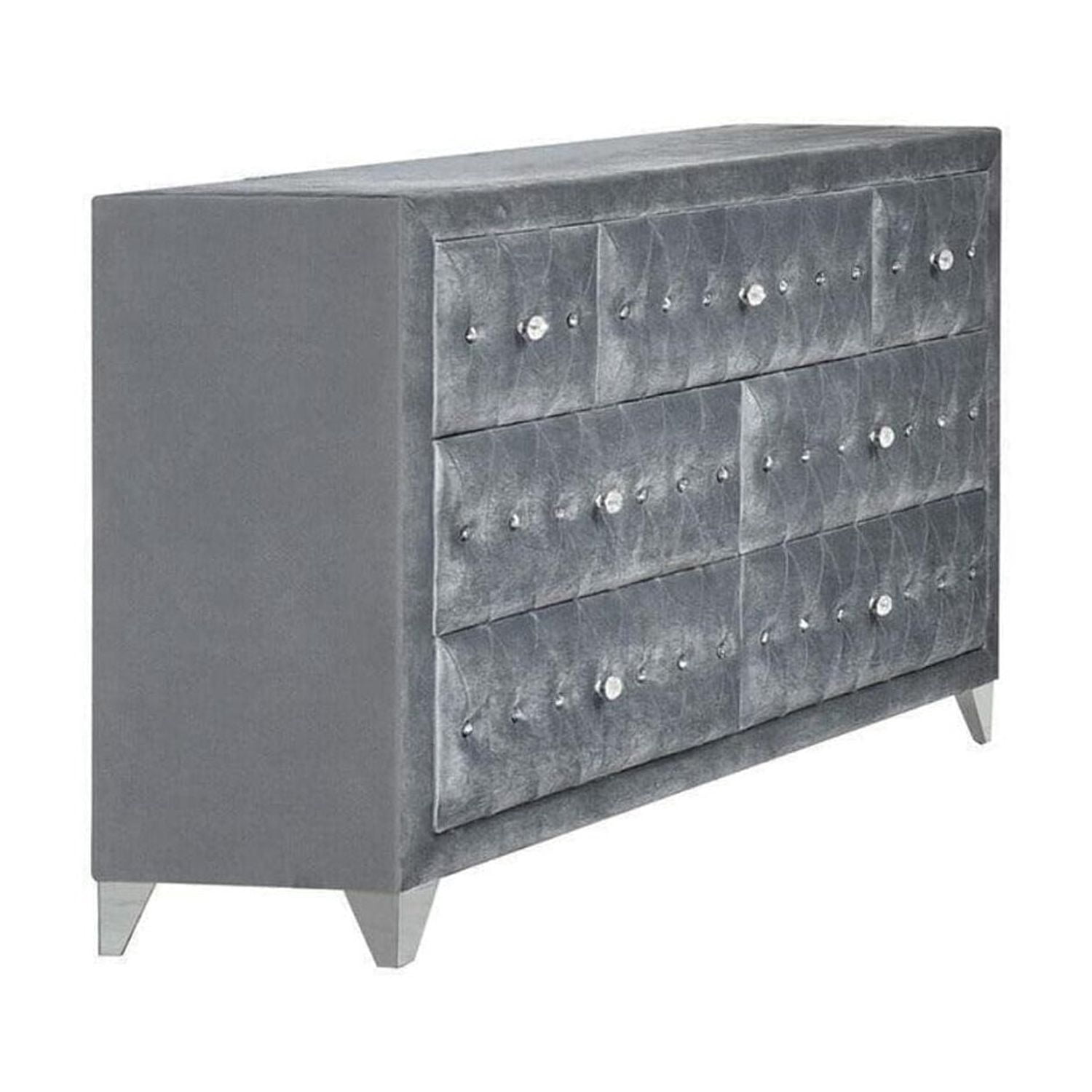 ACME Dante Crystal-Like Knob Velvet Upholstered 7-Drawer Dresser in Gray - Walmart.com ACME Dante Crystal-Like Knob Velvet Upholstered 7-Drawer Dresser in Gray - Walmart.com