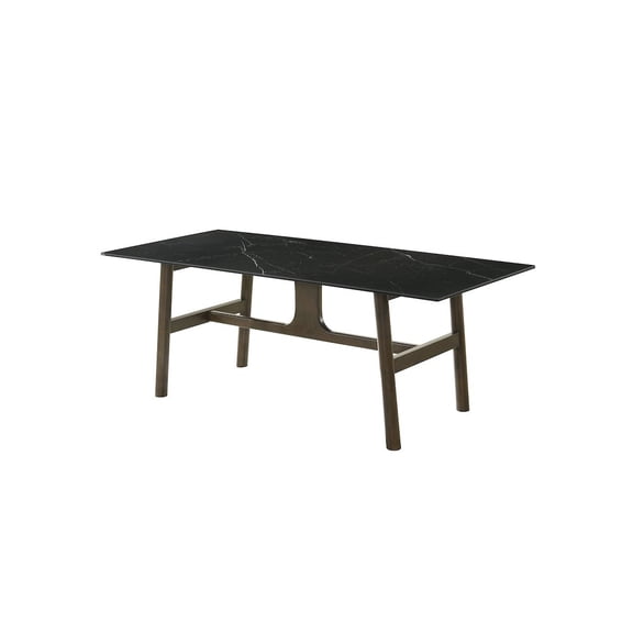 ACME Destin Dining Table, Ceramic & Walnut Finish
