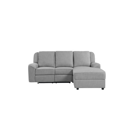 ACME Destiny Fabric Upholstered Motion Sectional Sofa with Cup Holder in Gray