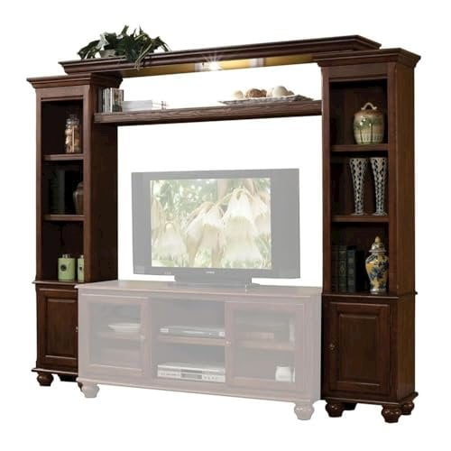 Dita Walnut Wood Entertainment Center with Side Piers and Shelf Bridge