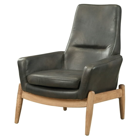 ACME Dolphin Flared Arm Accent Chair in Black and Oak