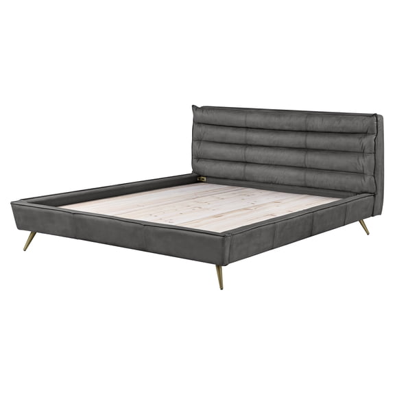 ACME Doris Eastern King Bed in Gray Top Grain Leather