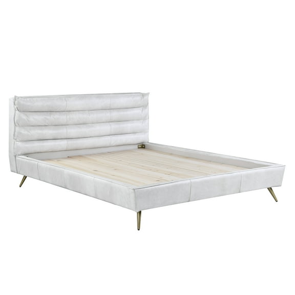 ACME Doris Upholstered Queen Bed in Vintage White