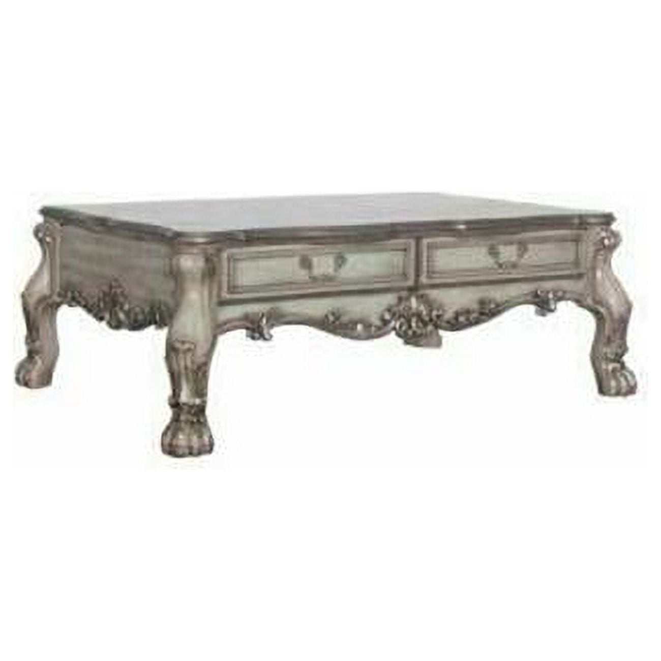 Dresden Vintage Bone White Coffee Table with Floral Motifs and Storage