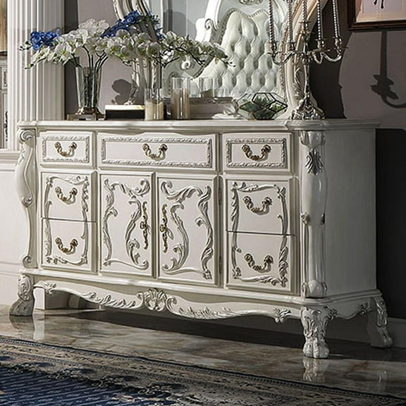 ACME Dresden Dresser, Bone White Finish