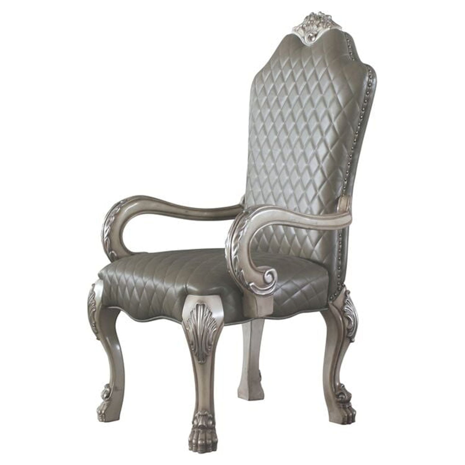 Dresden Vintage Bone White Floral Leather Accent Chair
