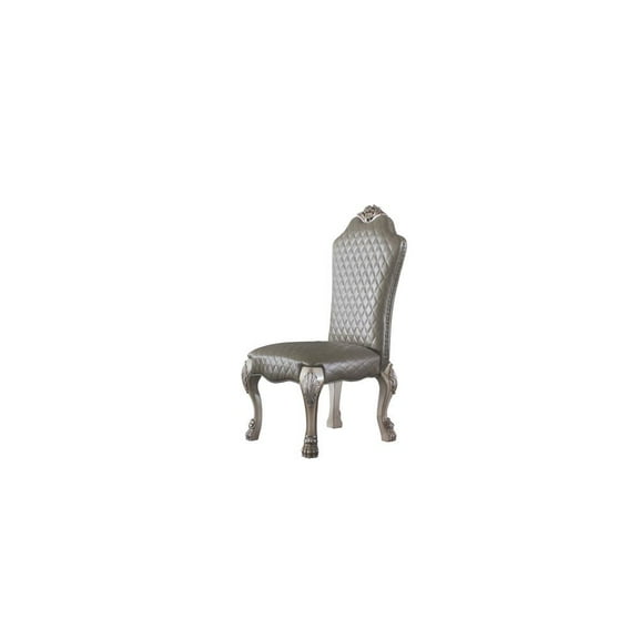ACME Dresden Faux Leather Upholstered Side Chair in Vintage Bone White Set of 2