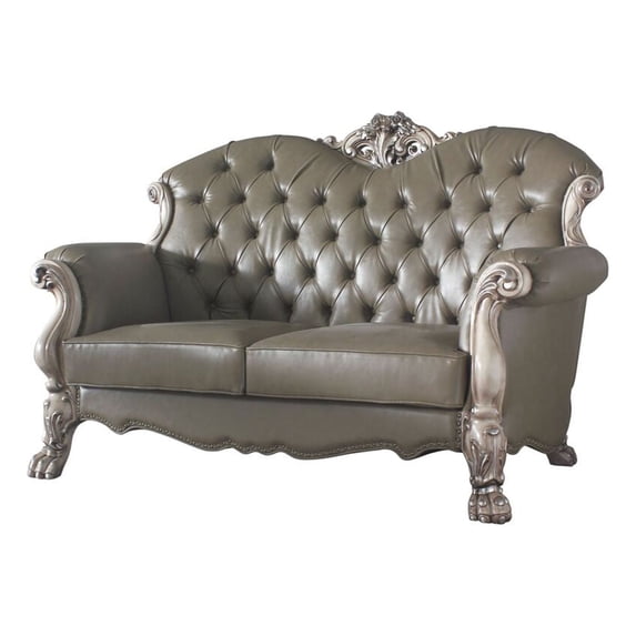 ACME Dresden Tufted Upholstered Loveseat with Pillows in Vintage Bone White