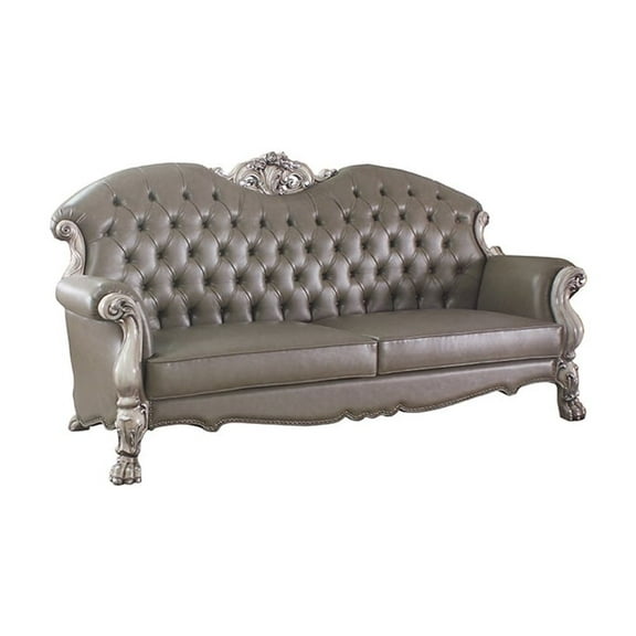 Sofa w/5 Pillows, Vintage Bone White & PU