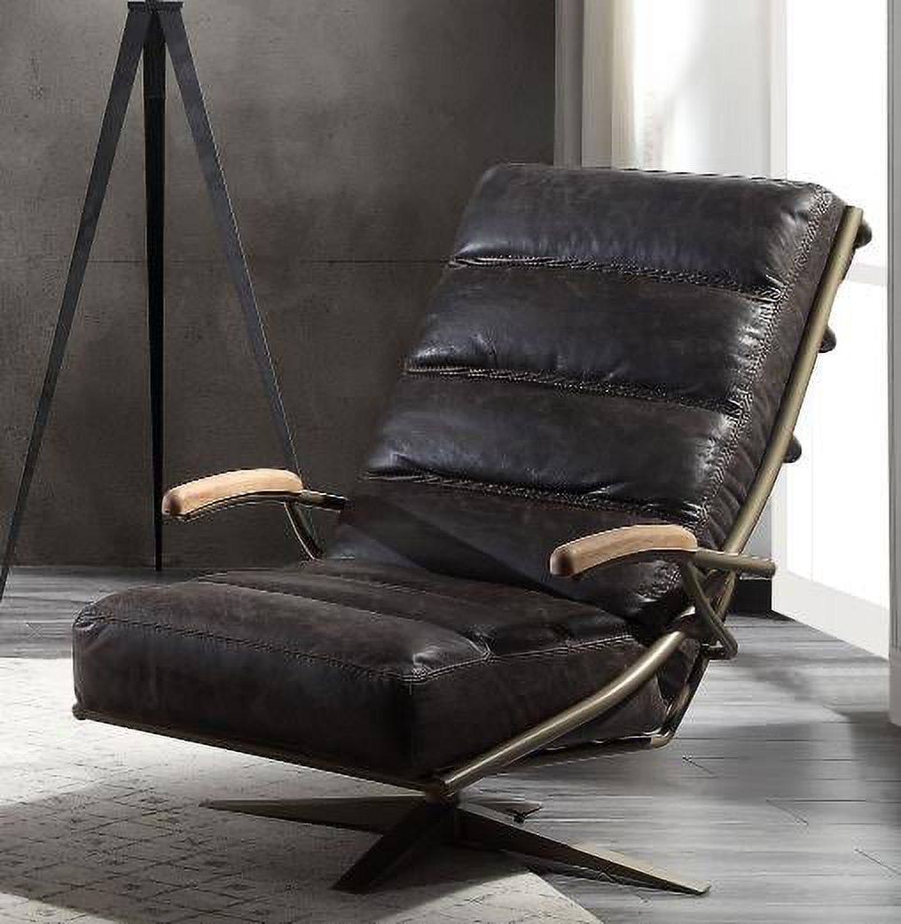 Ekin 43" Morocco Top Grain Leather Swivel Accent Chair