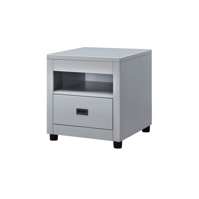 ACME Eleanor 1-Drawer Wooden End Table with Open Compartment in Dove Gray