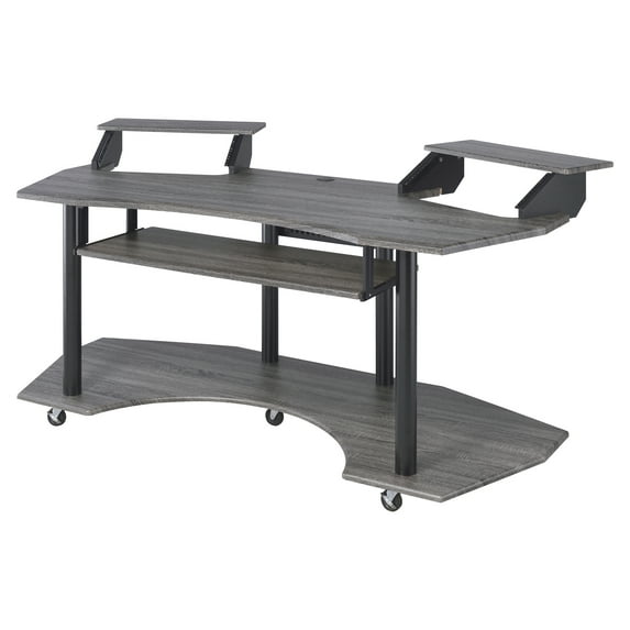 ACME Eleazar Music Recording Studio Desk in Black Oak