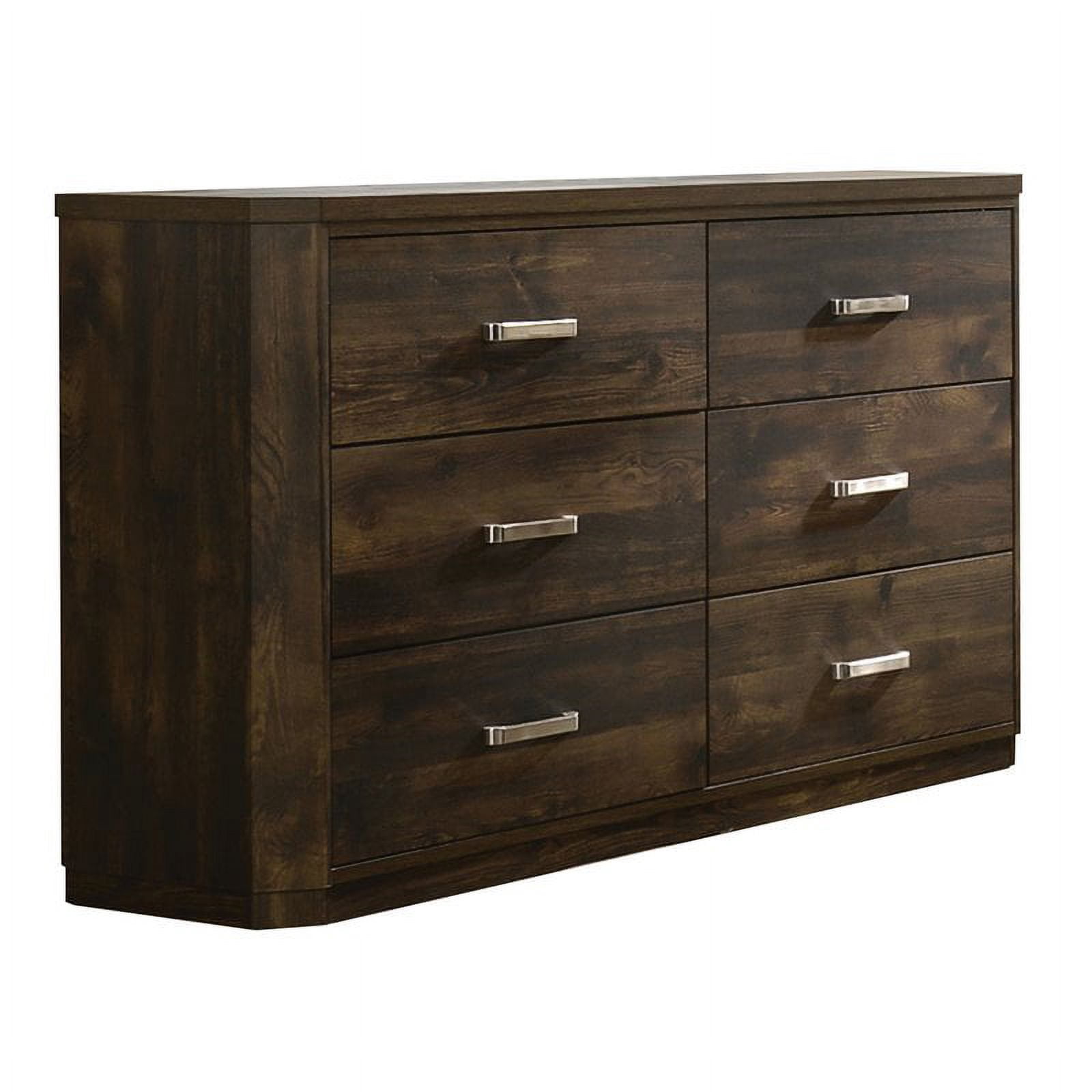 ACME Elettra Dresser, 6 Drawers Wooden Sideboard Cabinet Rustic Walnut