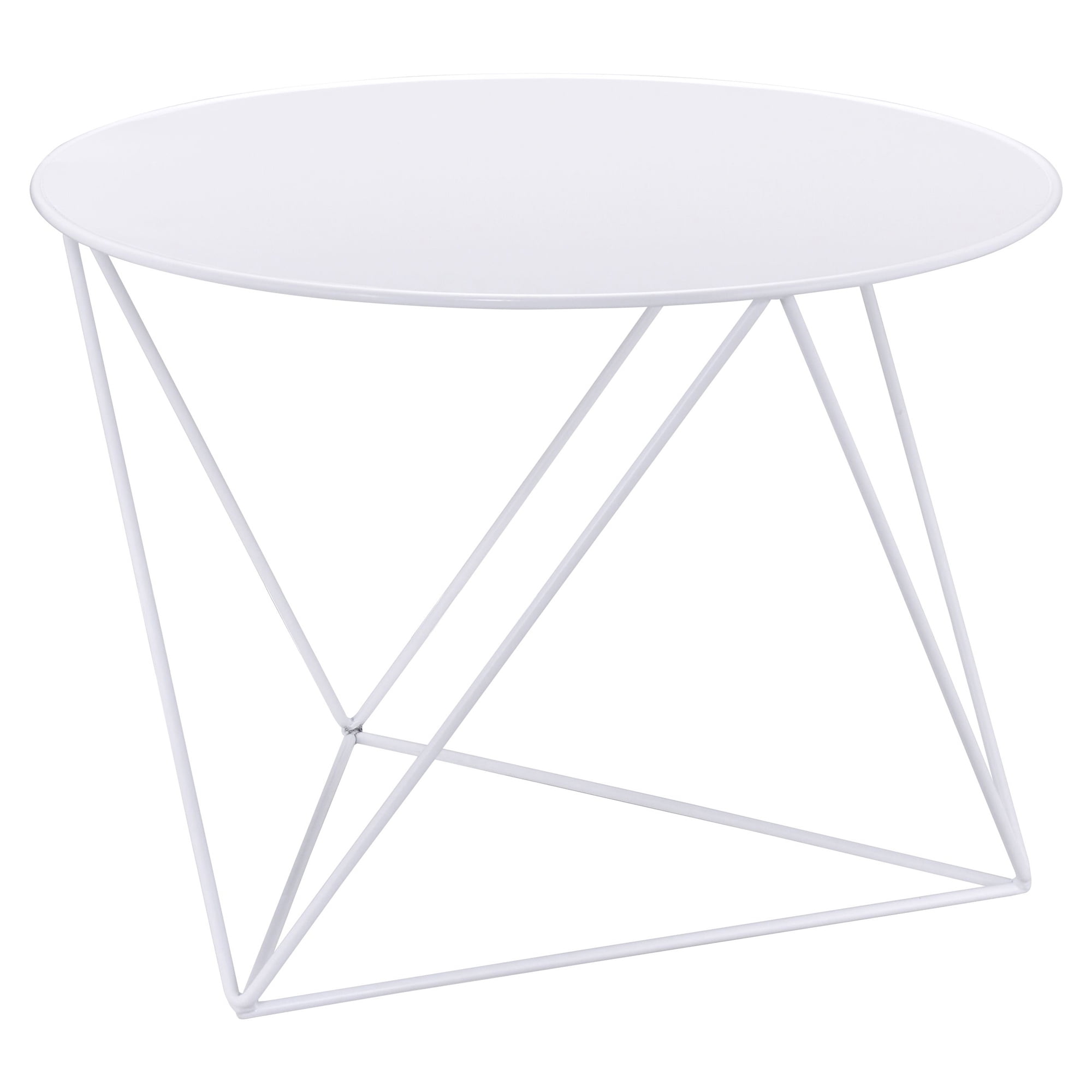 Epidia 27" Round Metal Accent Table in White Finish