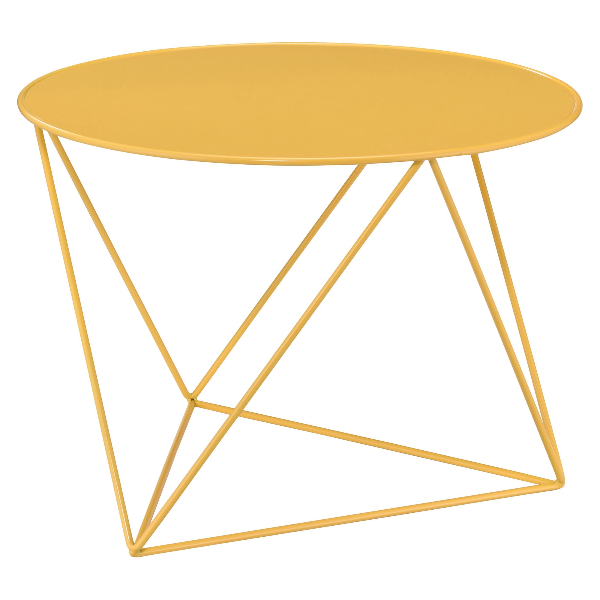 27" Yellow Metal Geometric Round Accent Table