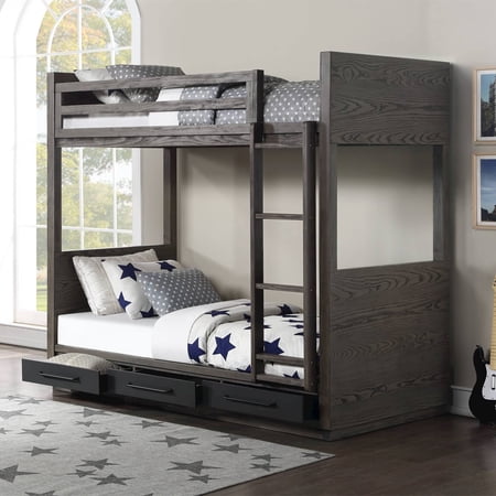 ACME Estevon Bunk Bed (T/T) w/Storage in Gray Oak