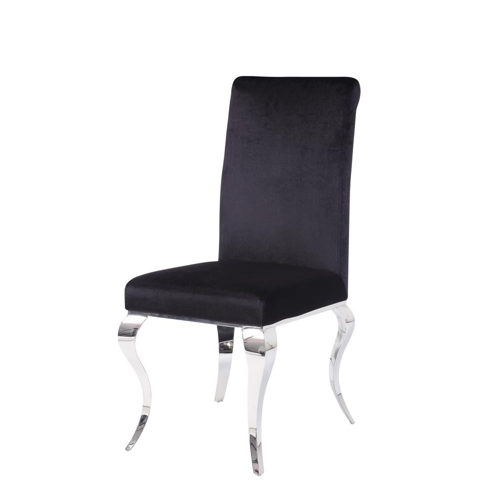 Elegant High-Back Black Upholstered Side Chair with Wood & Metal Frame
