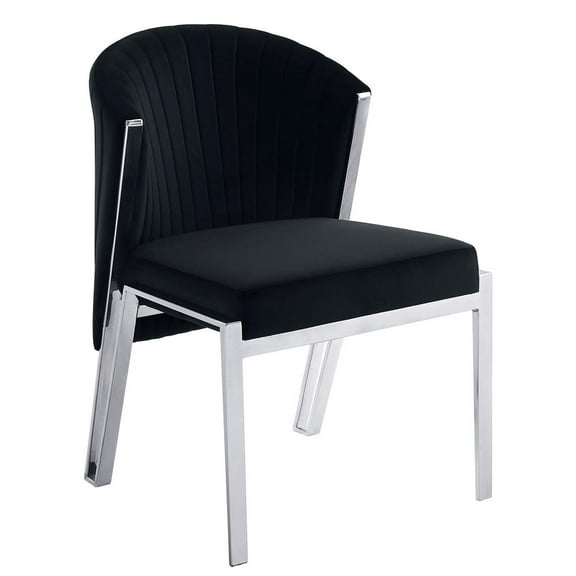 Acme Furniture Furn Fallon 19" Velvet Side Chair in Black/Mirrored Silver (Set of 2)