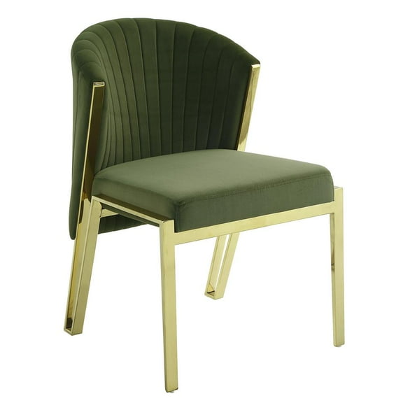 Acme Furniture Furniture Fallon 19" Velvet Side Chair in Green/Mirrored Gold (Set of 2)