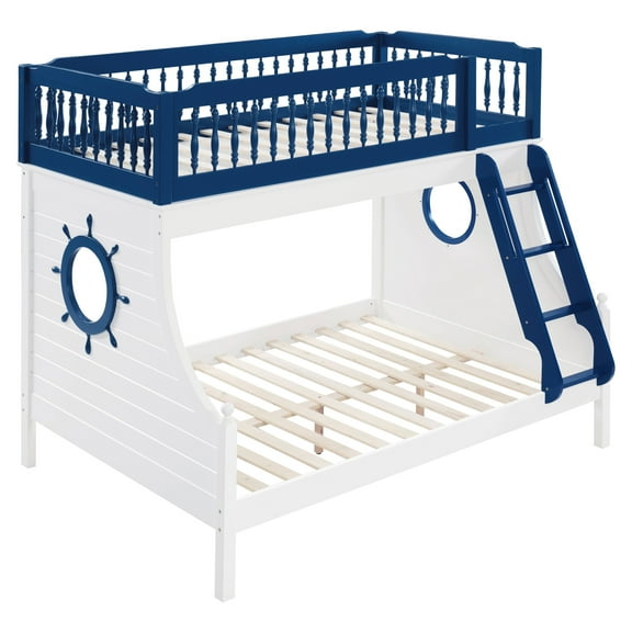 ACME Farah Twin over Full Bunk Bed in Navy Blue and White