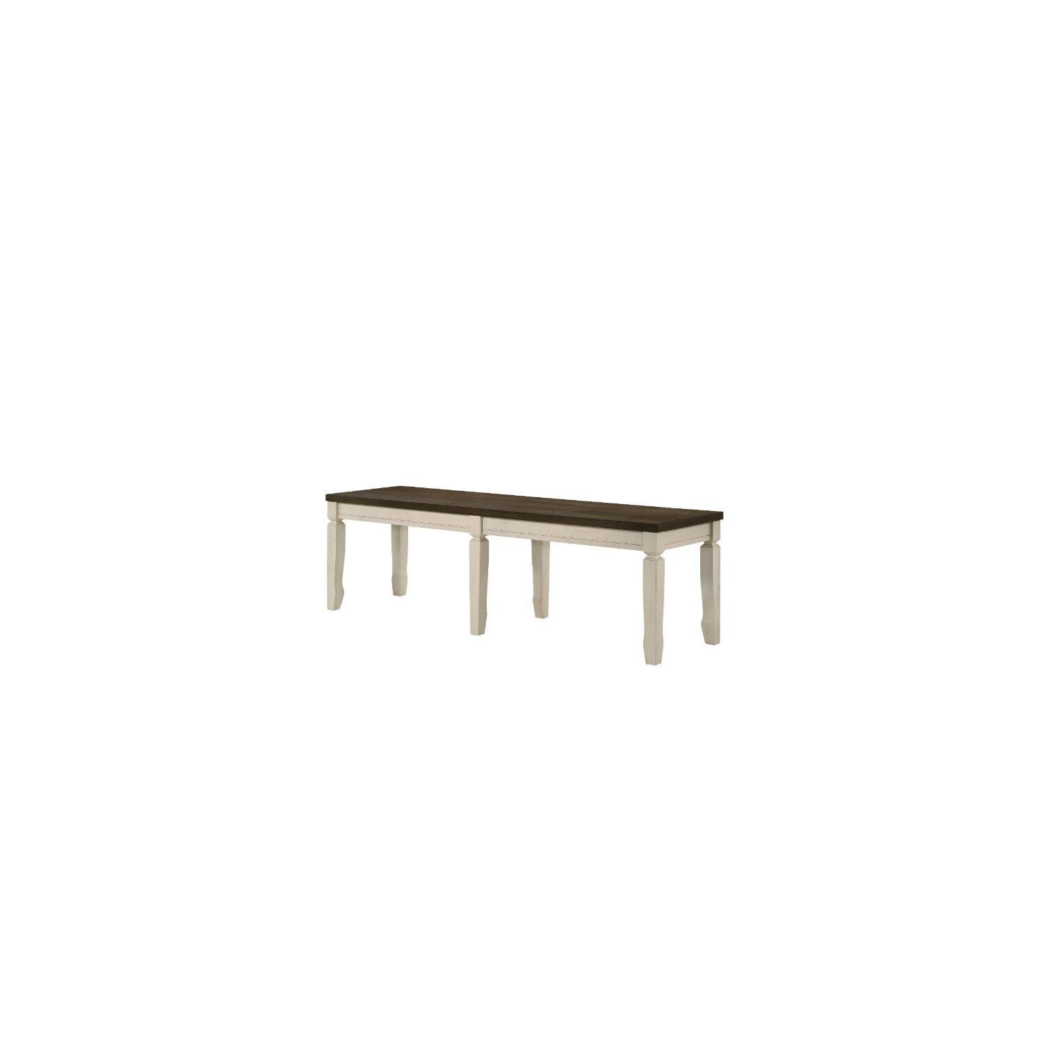 Weathered Oak and Cream Traditional Dining Bench