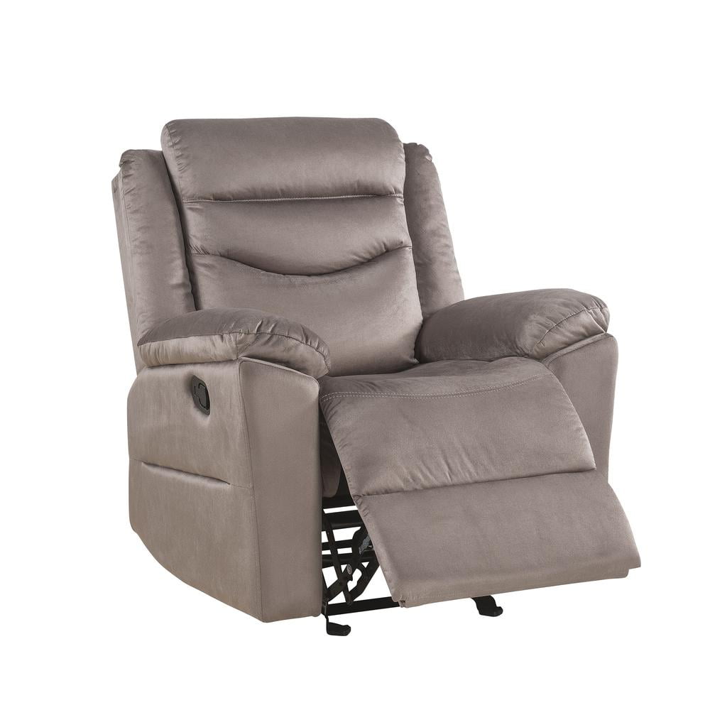 Luxurious Brown Velvet Wood Recliner with Horizontal Tufting