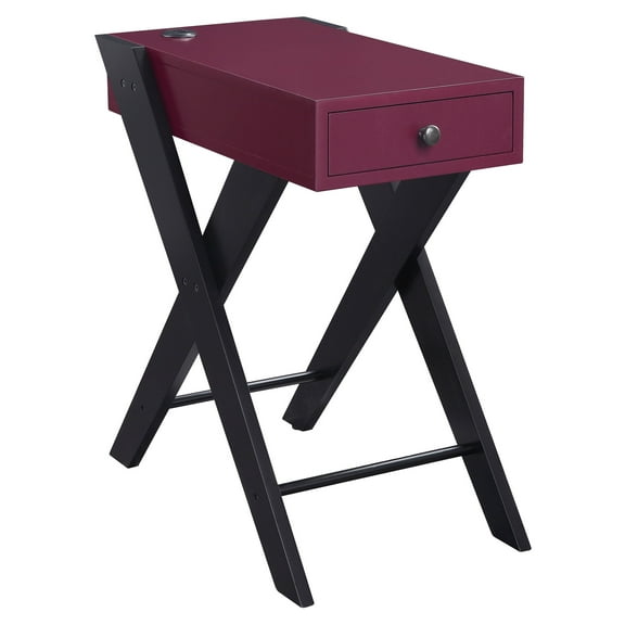 ACME Fierce Accent Table with USB Charging Dock in Burgundy and Black